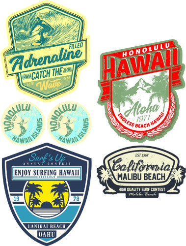 Surf aufkleber hawaii - 6x,